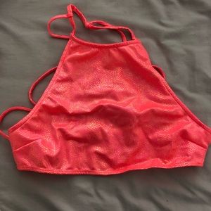 Neon orange halter iheartraves rave top